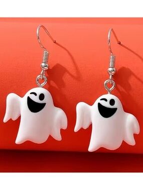 Halloween Winking Ghost Dangle Earrings